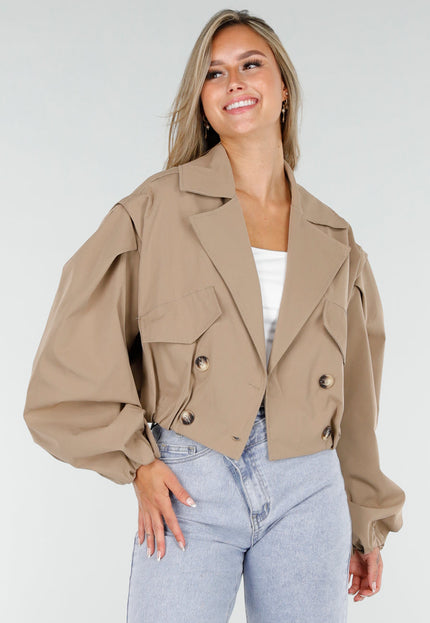 NEW160725 Camelkleurige Korte Trench Coat