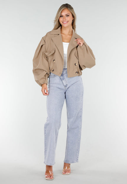 NEW160725 Camelkleurige Korte Trench Coat