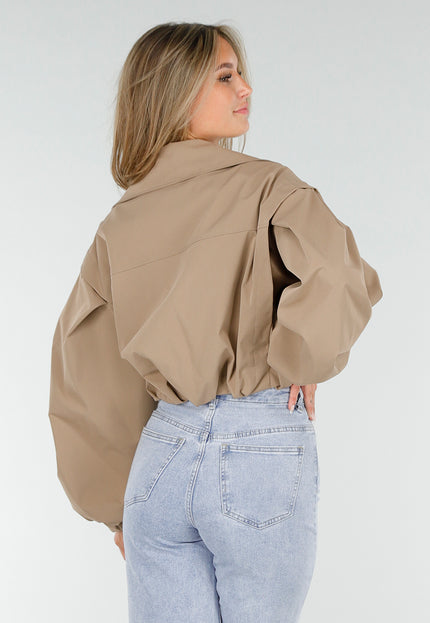 NEW160725 Camelkleurige Korte Trench Coat