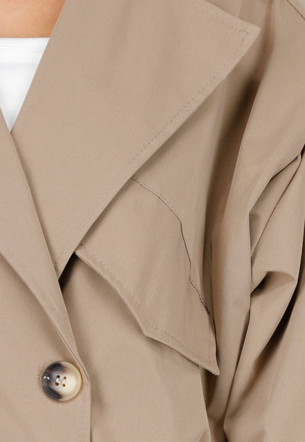 NEW160725 Camelkleurige Korte Trench Coat