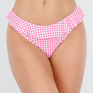 NEW160725 Geruit Bikinibroekje Roze