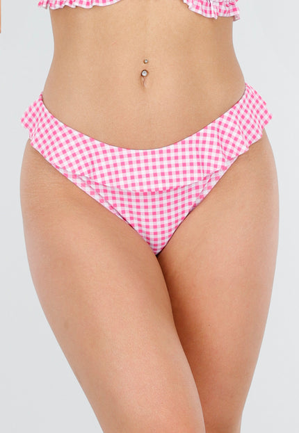 NEW160725 Geruit Bikinibroekje Roze
