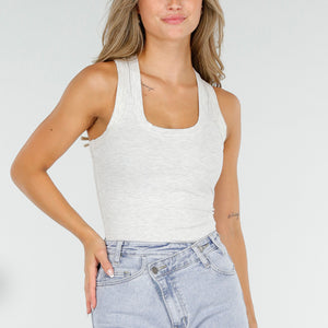 OP=OP.45.NL Lichtgrijze Rib Tanktop Stretch