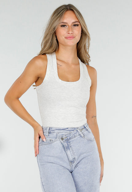OP=OP.45.NL Lichtgrijze Rib Tanktop Stretch