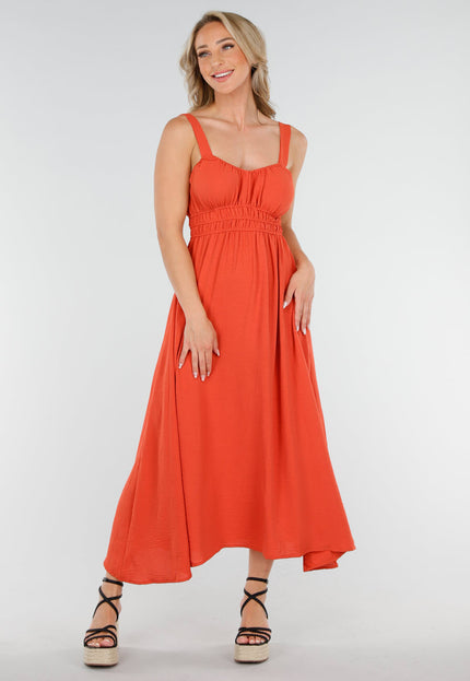 NEW160725 Roestkleur Midi Jurk