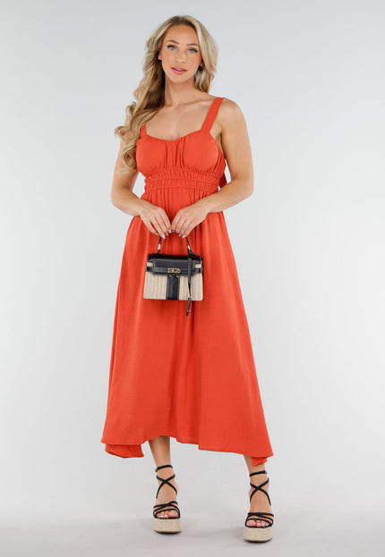 NEW160725 Roestkleur Midi Jurk