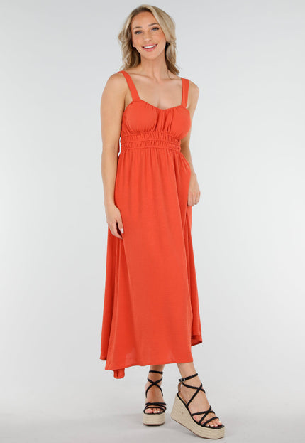 NEW160725 Roestkleur Midi Jurk