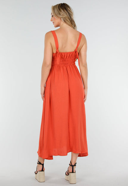 NEW160725 Roestkleur Midi Jurk