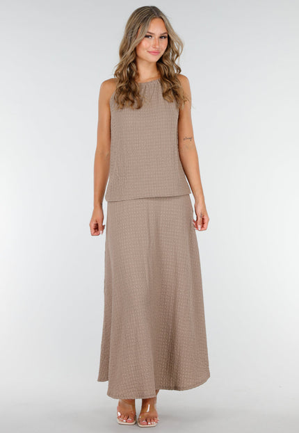 NEW160725 Taupe Halter Maxi Set