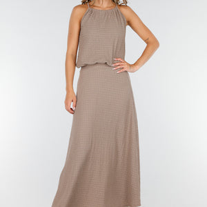 NEW160725 Taupe Halter Maxi Set