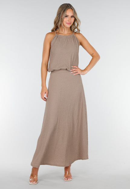 NEW160725 Taupe Halter Maxi Set