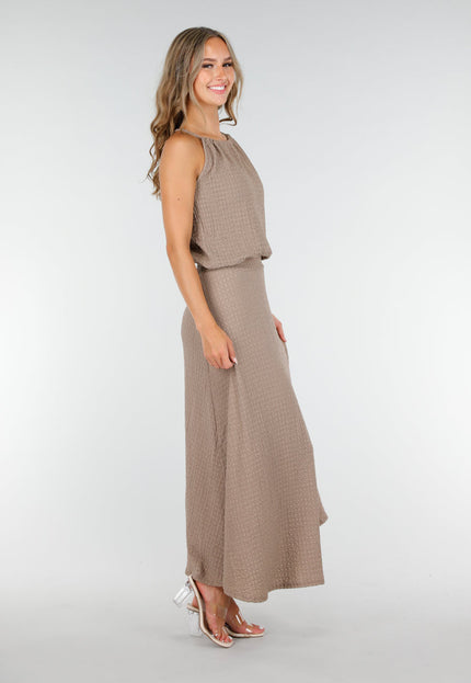 NEW160725 Taupe Halter Maxi Set