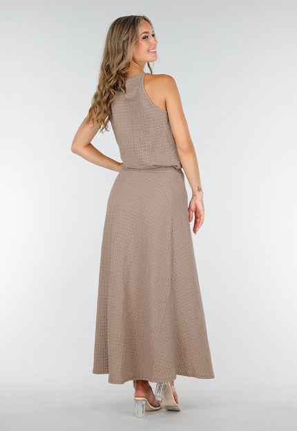NEW160725 Taupe Halter Maxi Set