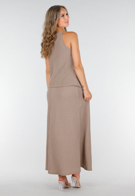 NEW160725 Taupe Halter Maxi Set