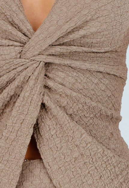 NEW160725 Taupe Set met Haltertop en Rok