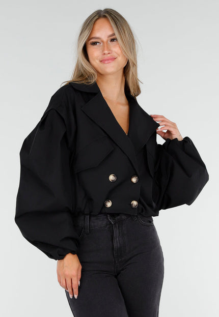 NEW160725 Zwarte Korte Trench Coat