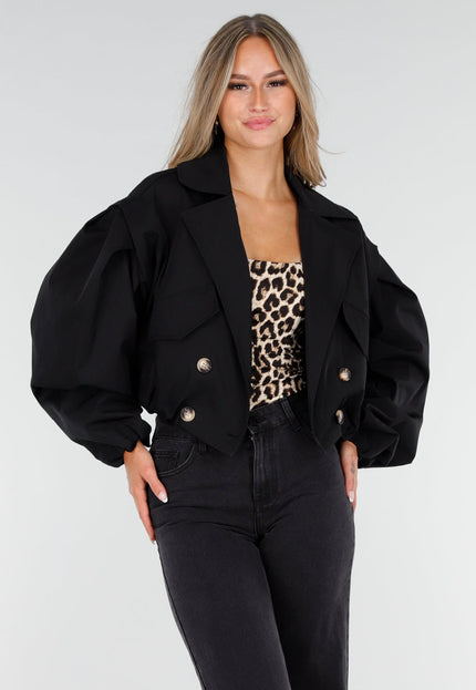 NEW160725 Zwarte Korte Trench Coat