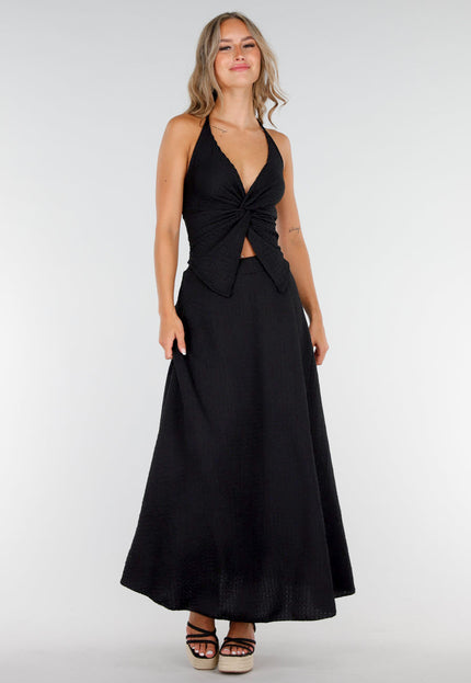 NEW160725 Zwarte V-Hals Maxi Set