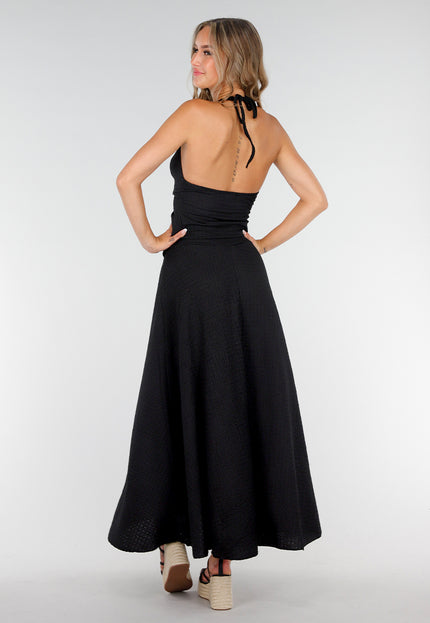NEW160725 Zwarte V-Hals Maxi Set