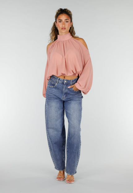 NEW160926 Blauwe Barrel Jeans met Stud Details