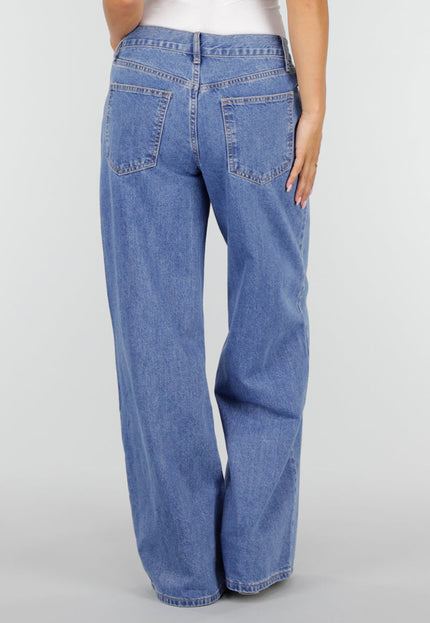 NEW160926 Blauwe Wide Leg Jeans met Lage Taille