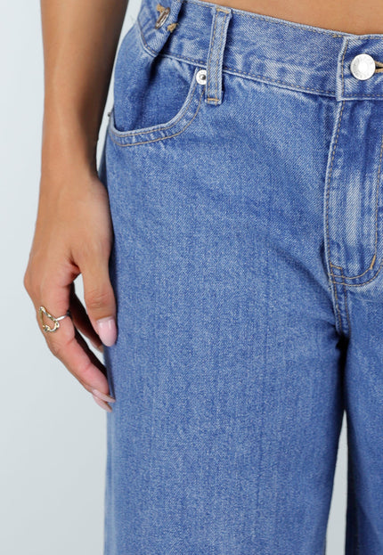 NEW160926 Blauwe Wide Leg Jeans met Lage Taille