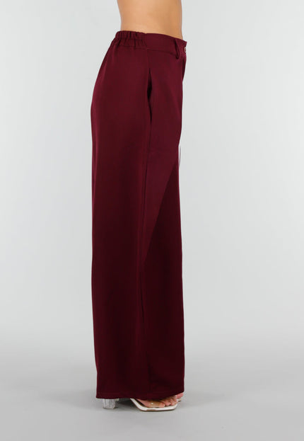 NEW160926 Bordeaux Barrel Pantalon met Witte Strepen