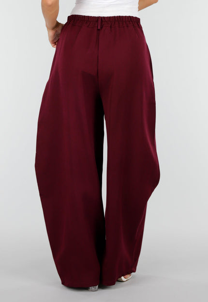 NEW160926 Bordeaux Barrel Pantalon met Witte Strepen