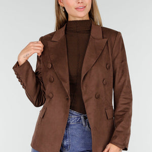 NEW160926 Bruine Suede Blazer