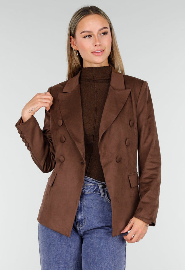 NEW160926 Bruine Suede Blazer