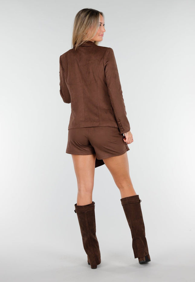 NEW160926 Bruine Suede Blazer