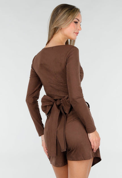 NEW160926 Bruine Suede Overslag Top