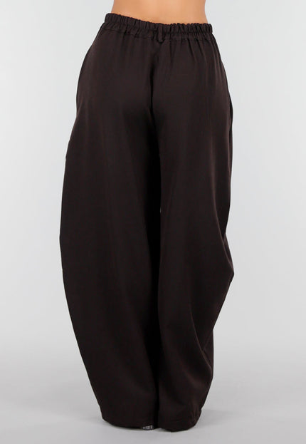 NEW160926 Bruine Wijde Pantalon met Witte Strepen