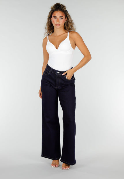 NEW160926 Donkerblauwe Wide Leg Jeans