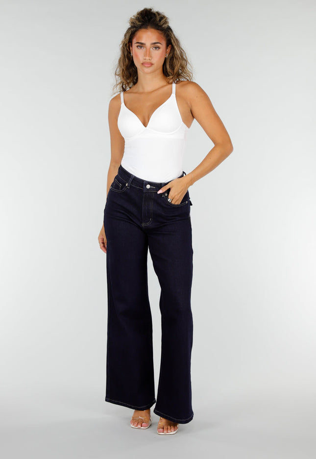 NEW160926 Donkerblauwe Wide Leg Jeans