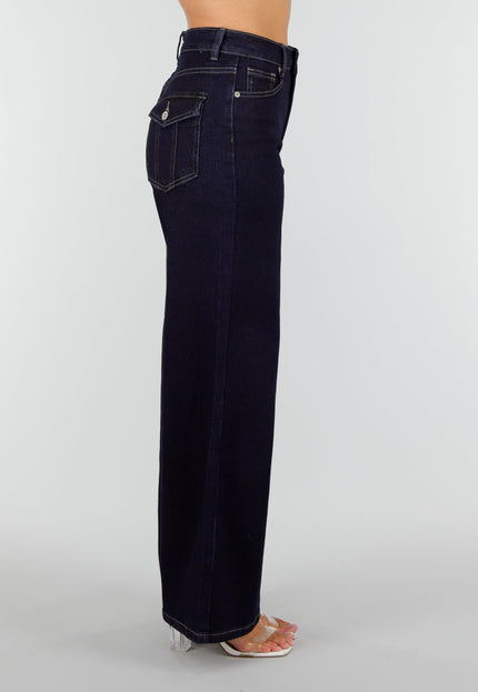 NEW160926 Donkerblauwe Wide Leg Jeans
