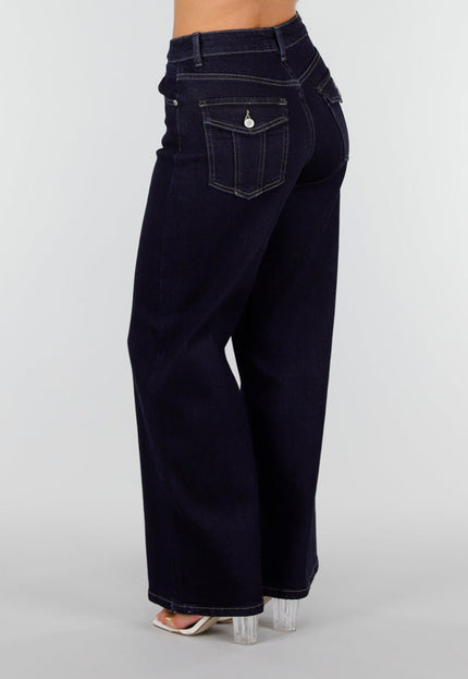 NEW160926 Donkerblauwe Wide Leg Jeans