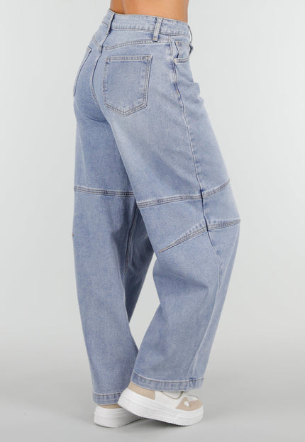 NEW160926 Lichtblauwe Barrel Jeans met Siernaden