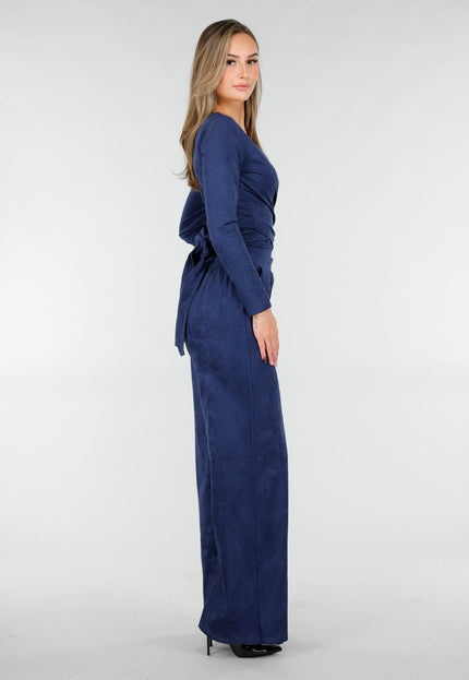 NEW160926 Navy Suede Wrap Top