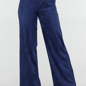 NEW160926 Navy Suèdelook Straight Leg Broek