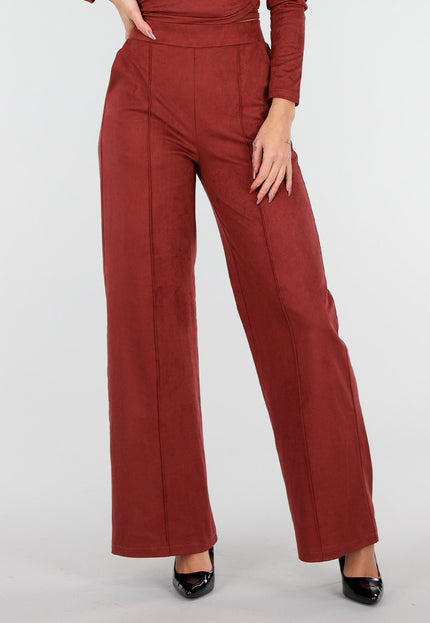 NEW160926 Rode Stretch Suede Pantalon
