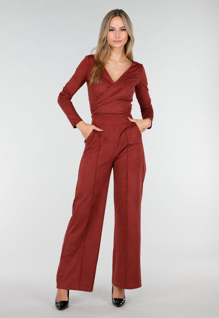 NEW160926 Rode Stretch Suede Pantalon