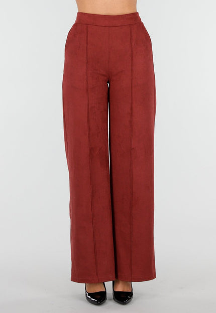 NEW160926 Rode Stretch Suede Pantalon