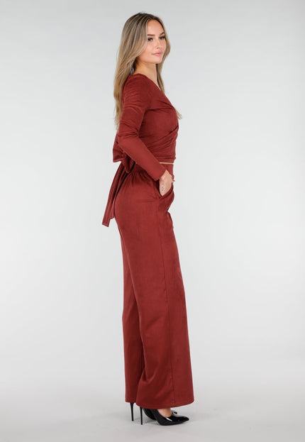 NEW160926 Rode Stretch Suede Pantalon