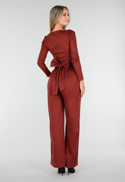 NEW160926 Rode Stretch Suede Pantalon