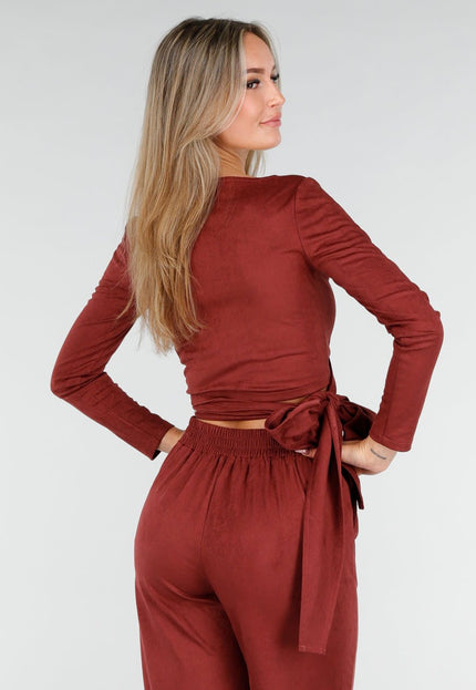 NEW160926 Rode Suede Wikkel Top
