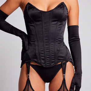 NEW160926 Zwarte Lingerie Set met Korset en Slip
