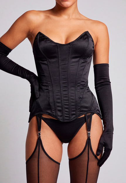 NEW160926 Zwarte Lingerie Set met Korset en Slip