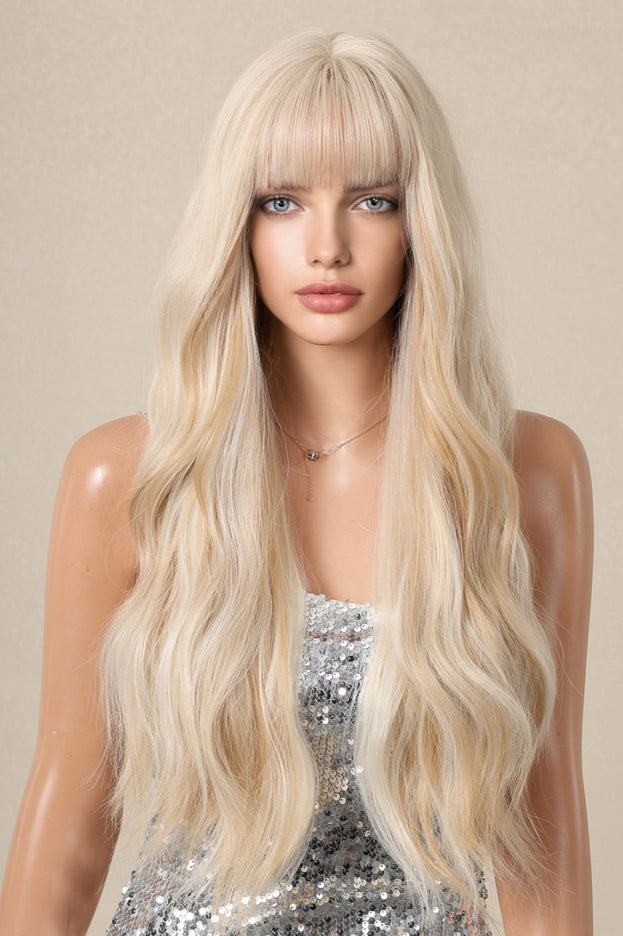 NEW1610 As Blonde Golvende Pruik met Pony