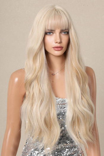 NEW1610 As Blonde Golvende Pruik met Pony